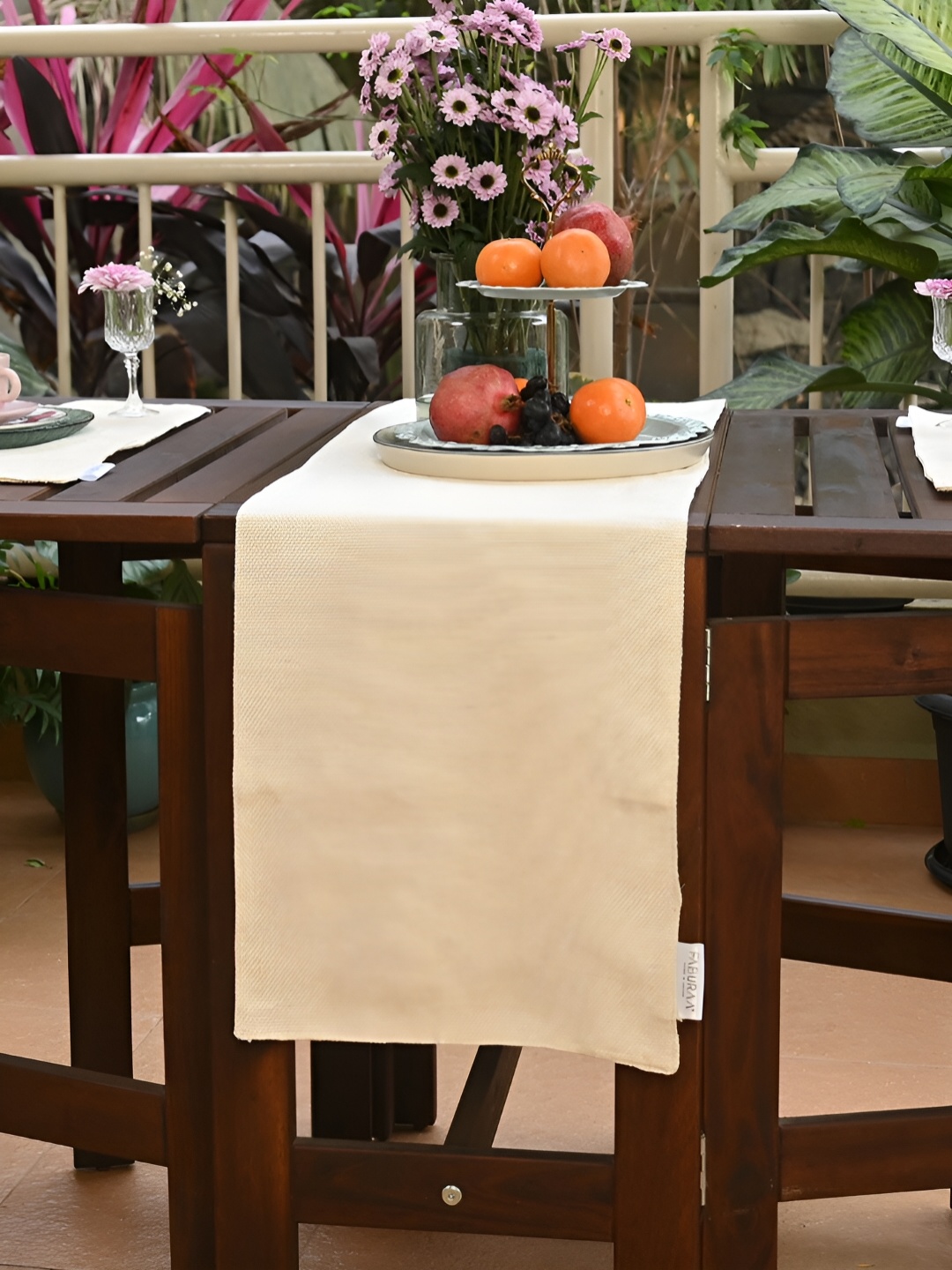 

FABURAA Cream Self Design Pure Jute Table Runner