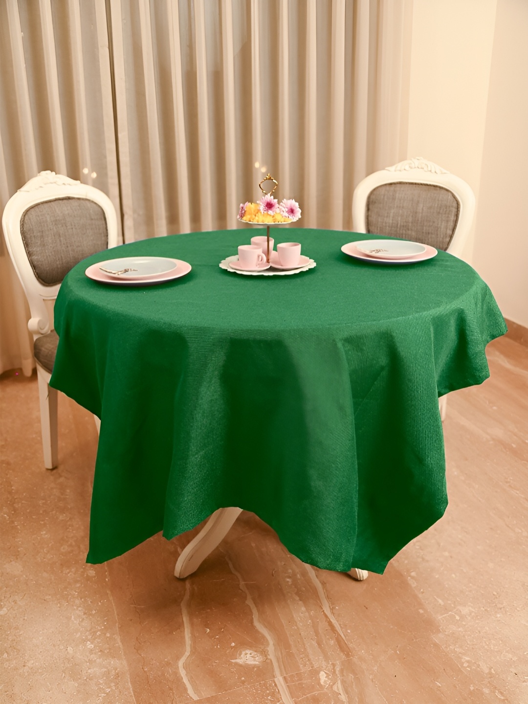 

FABURAA Green Anti-Slip Silk 4-Seater Table Cover