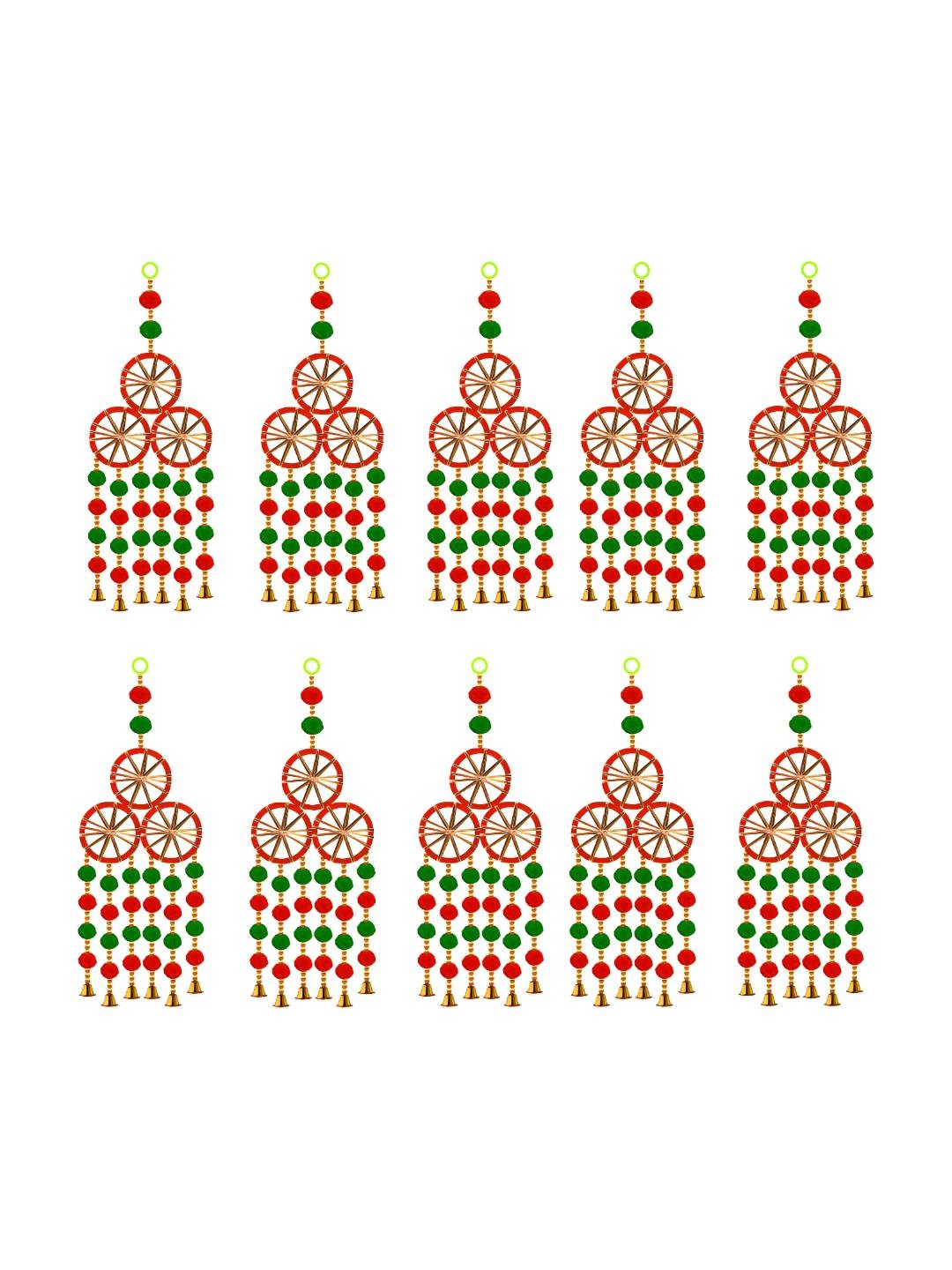

iHandikart Red & Green 10 Pieces Decorative Hangings Wall Decor