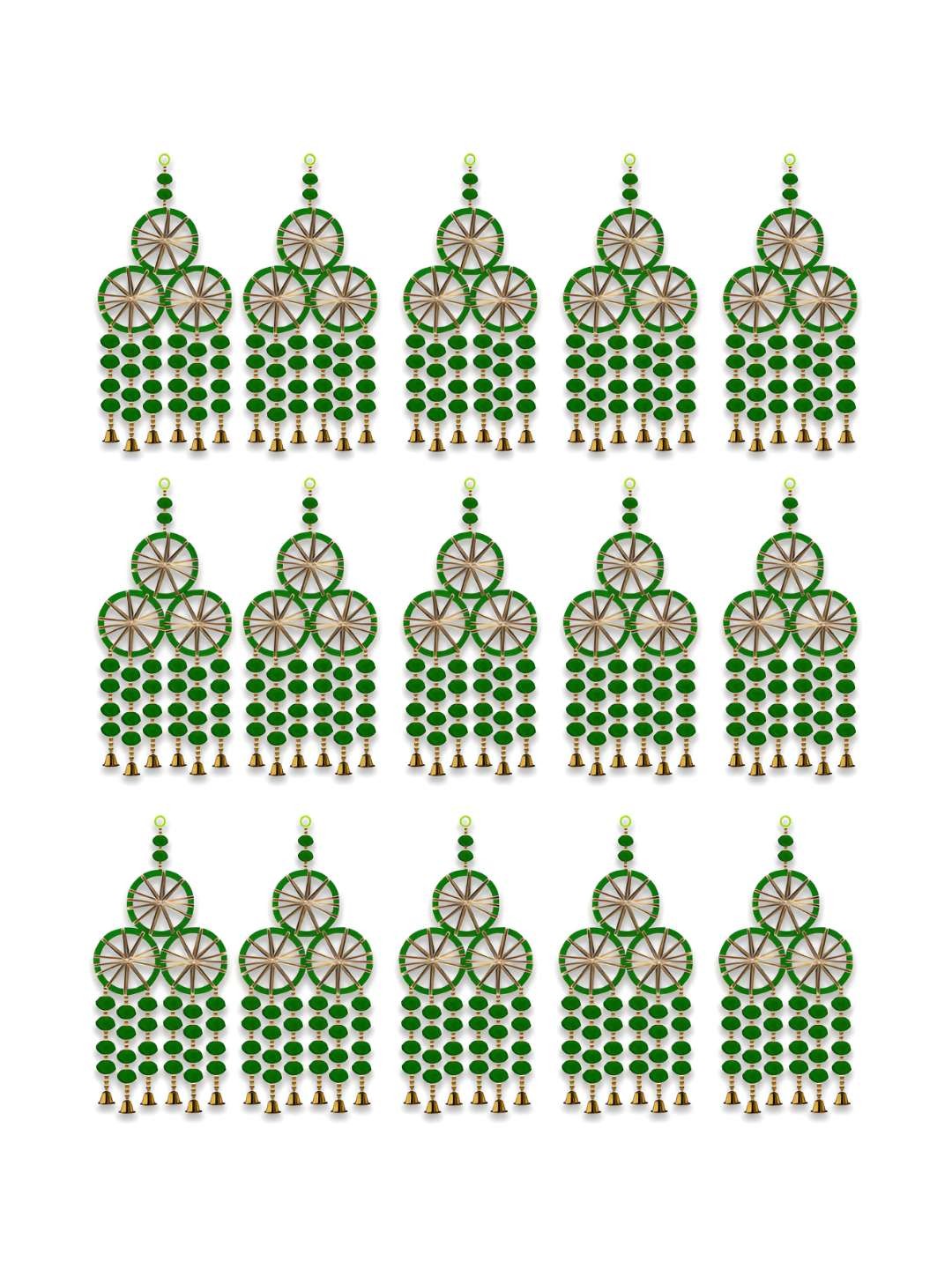 

iHandikart Green & Gold-Toned 15 Pieces Hanging Artificial Flower