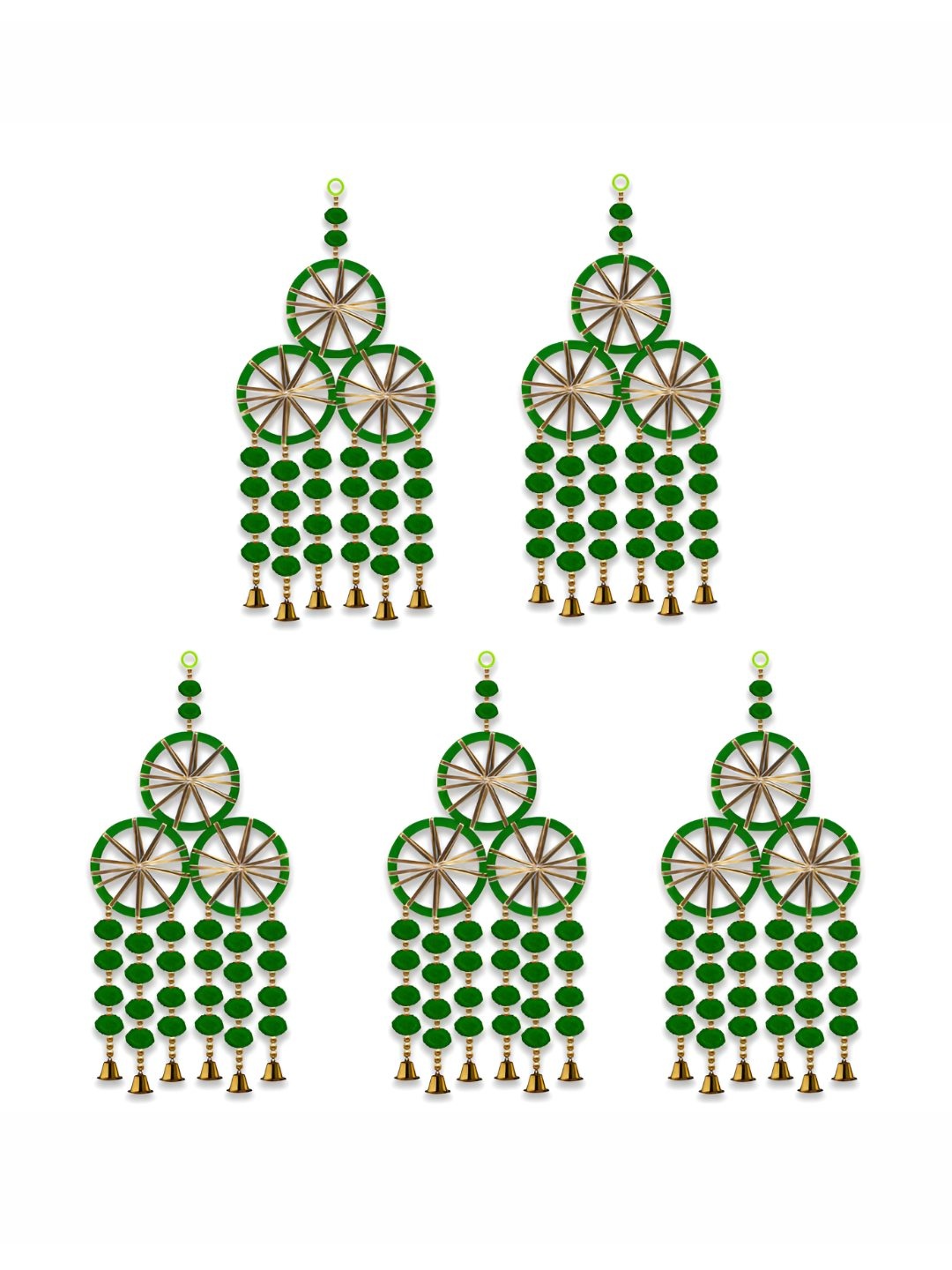

iHandikart Green & Gold-Tone 5Pcs Hanging Festive Decor
