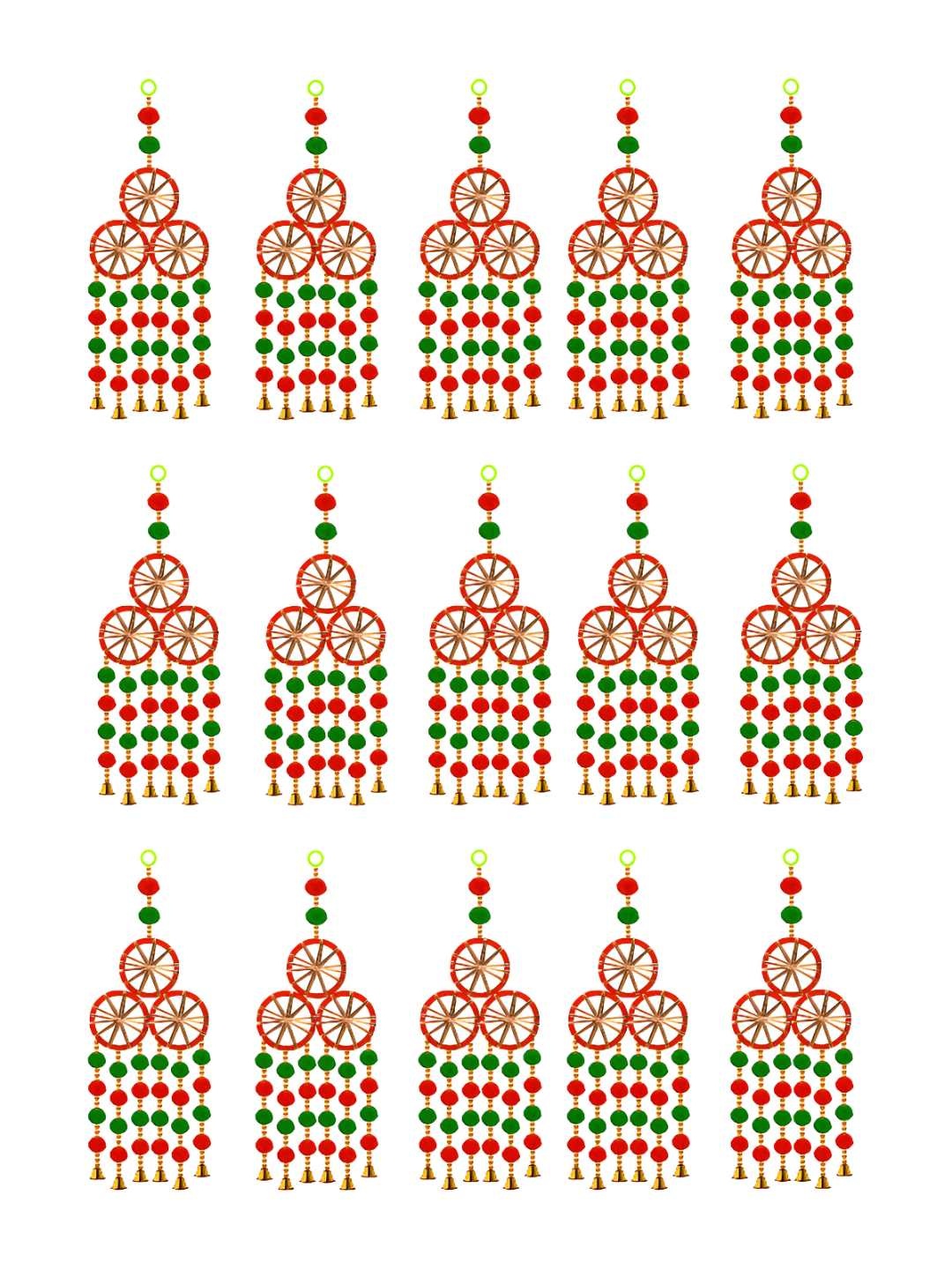 

iHandikart Red & Green 15 Pieces Decorative Hangings Wall Decor