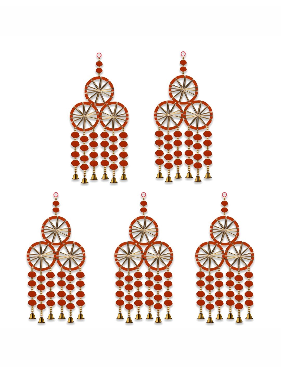 

iHandikart Red 5 Pieces Pom Pom Ring Hanging