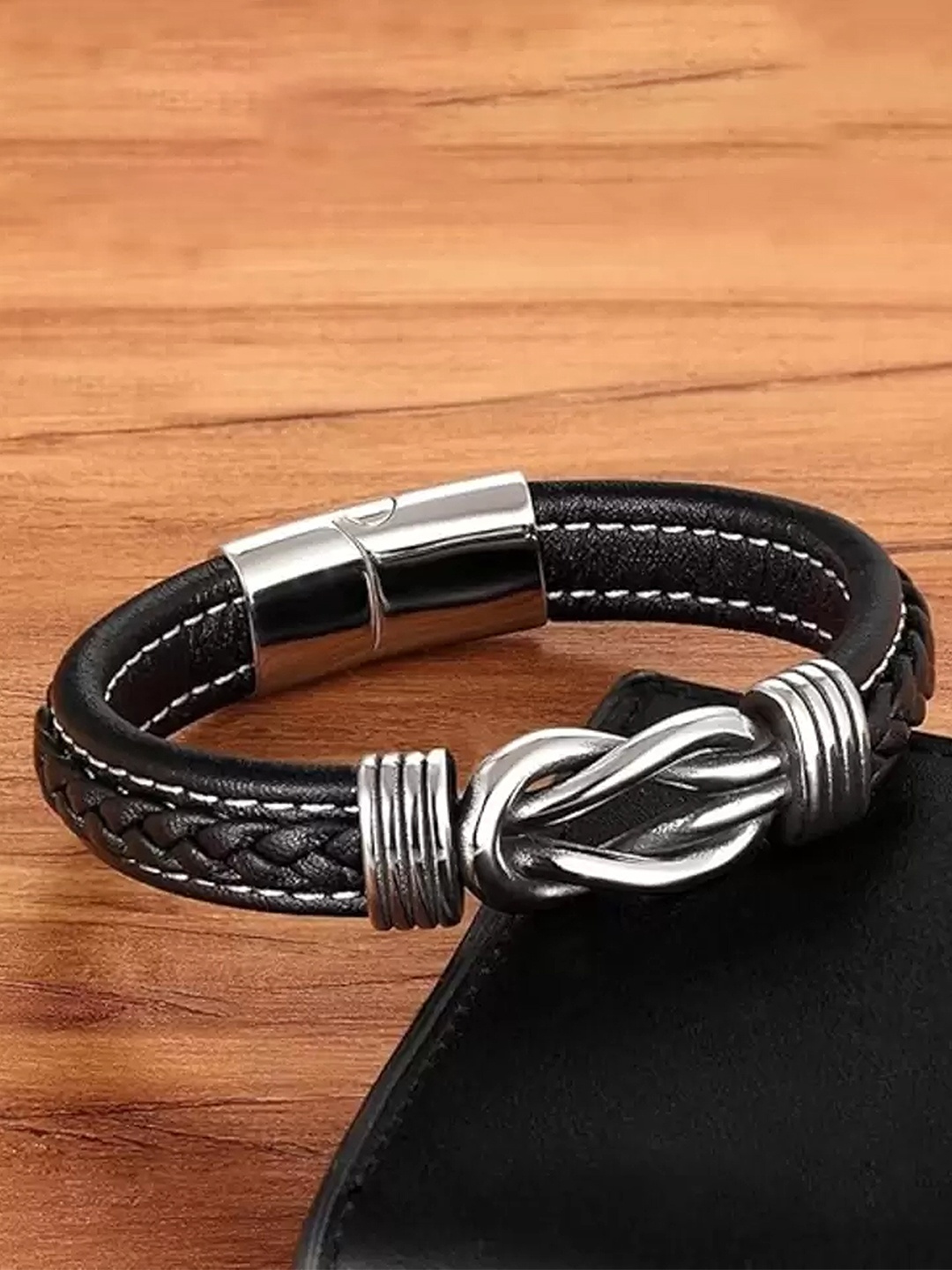 

KARISHMA KREATIONS Unisex Stainless Steel Silver-Plated Wraparound Bracelet