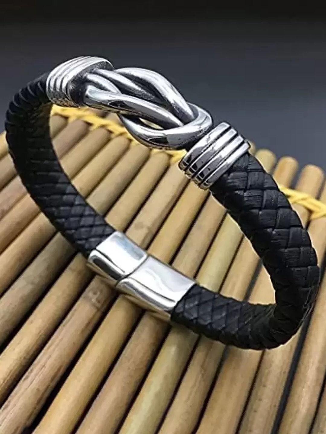 

KARISHMA KREATIONS Unisex Silver-Plated Leather Bracelet