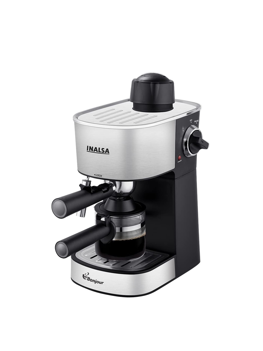 

Inalsa Bonjour Black Stainless Steel Coffee Maker, Silver