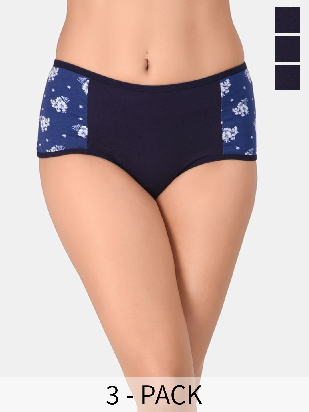 

Innocence Pack Of 3 Colorblocked Hipster Briefs, Navy blue
