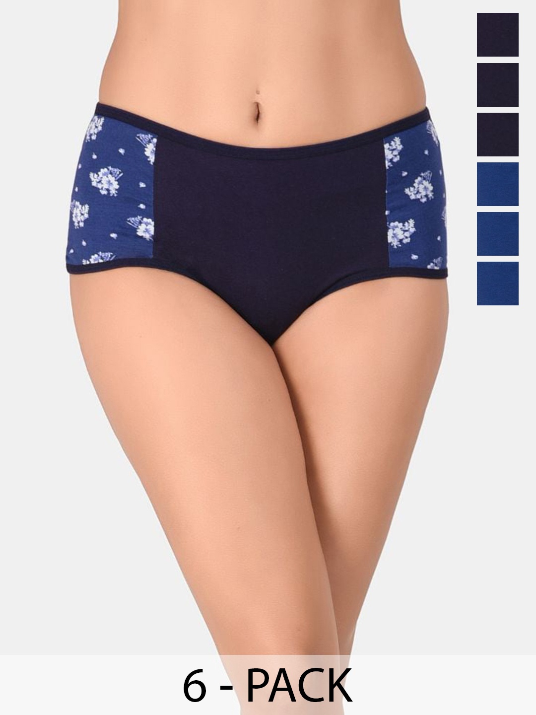 

Innocence Pack Of 6 Printed Cotton Hipster Briefs, Blue