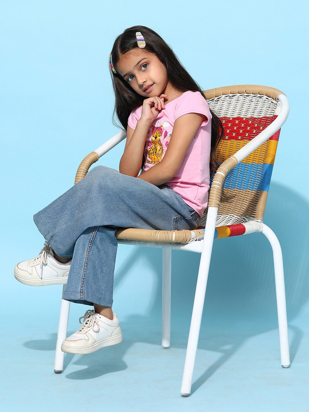 

TALES & STORIES Girls Graphic Printed Round Neck T-shirt, Pink