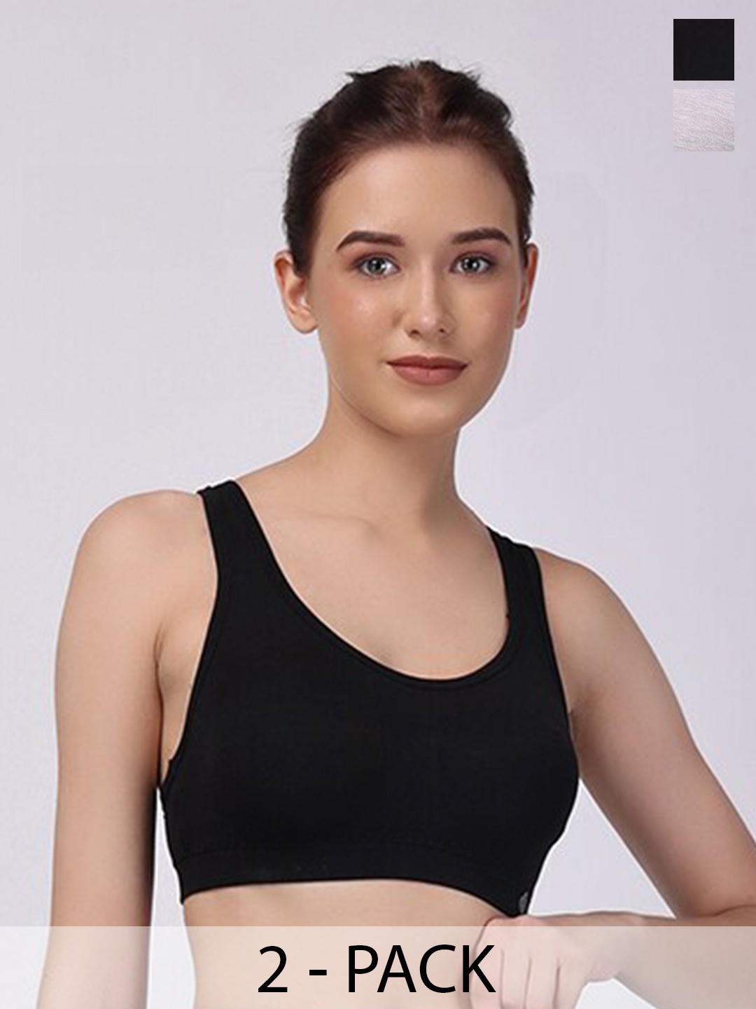 

Floret Pack Of 2 Full Coverage All Day Comfort Racerback Workout Bra, Black