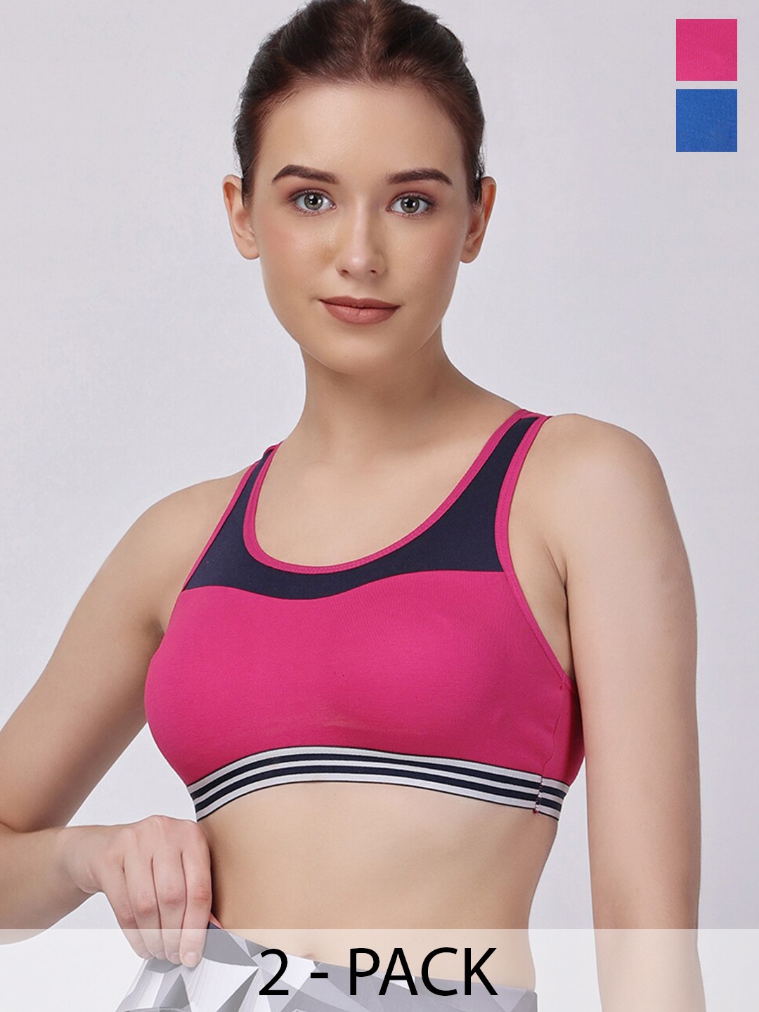 

Floret Pack of 2 Full Coverage Seamless Training Sports Bra, Magenta