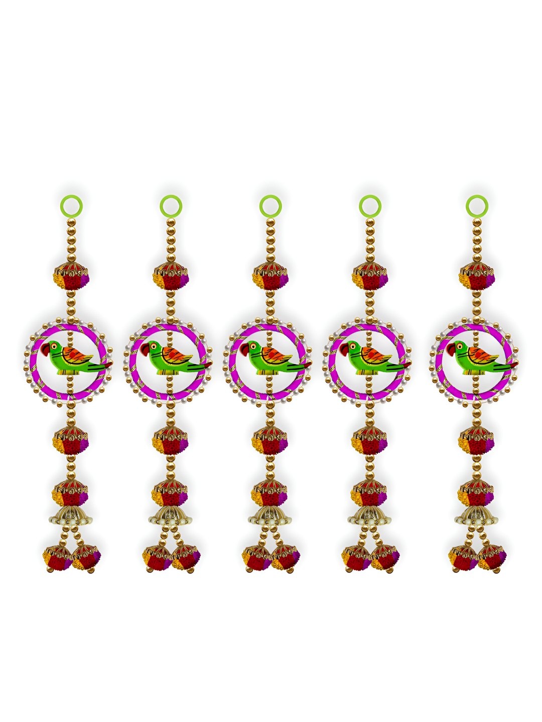 

iHandikart Pink & Green 5 Pieces Metal Decorative Door/Wall Hangings