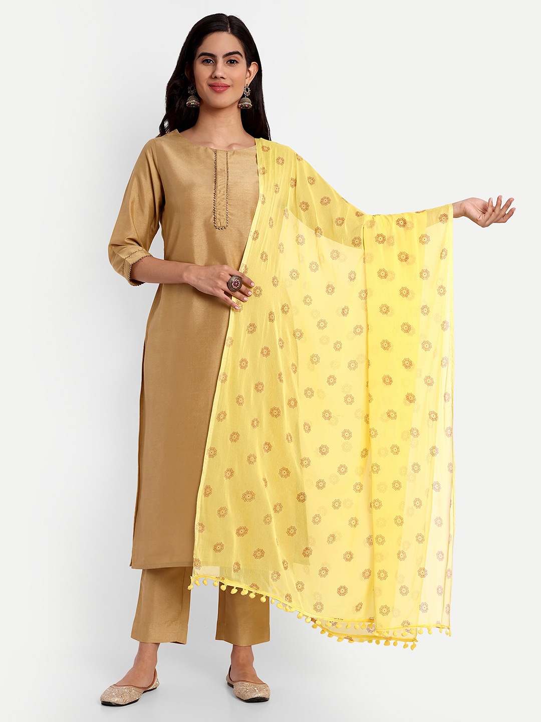 

CANIZZARO Ethnic Motifs Printed Dupatta, Yellow