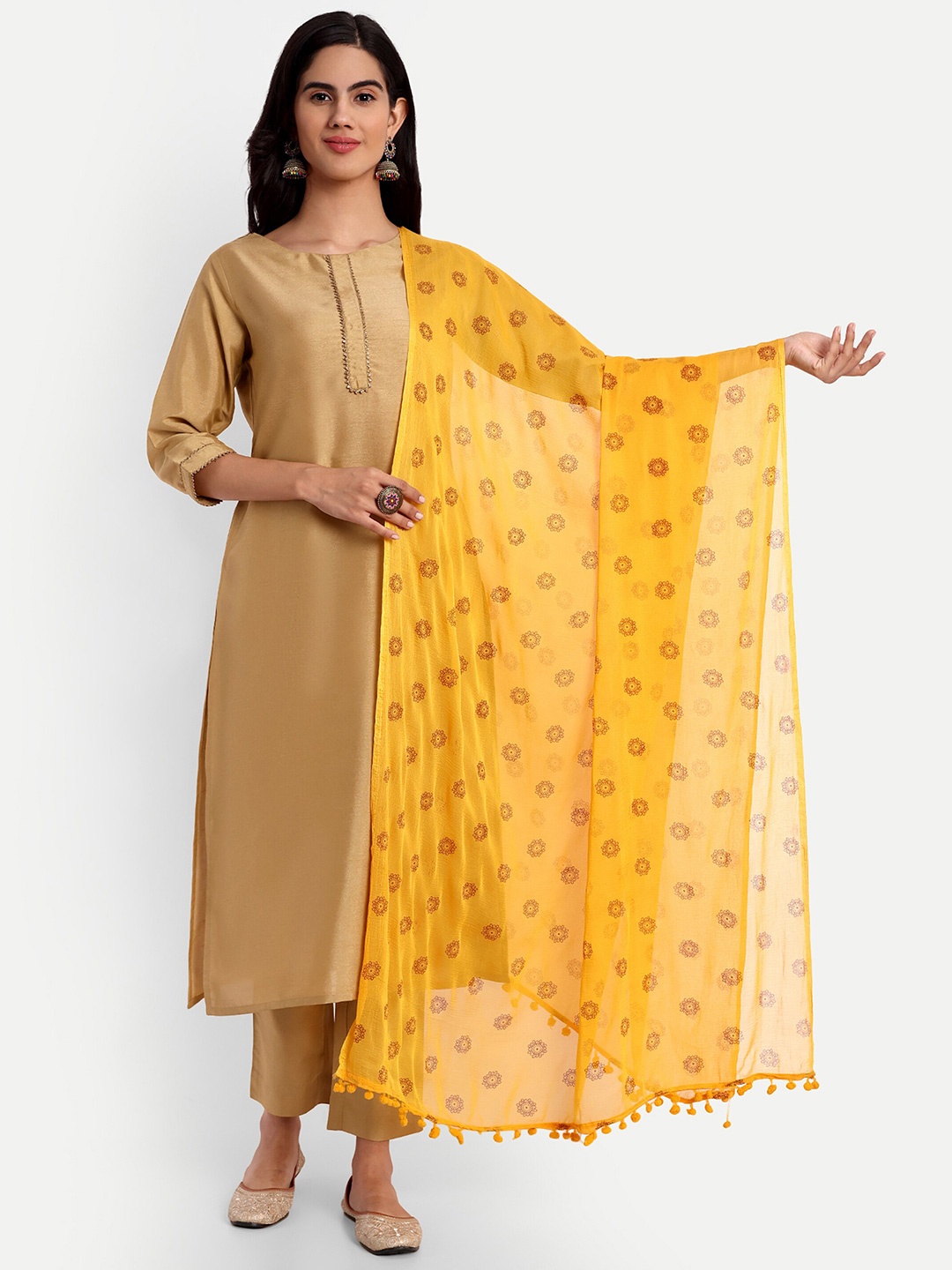 

CANIZZARO Ethnic Motifs Printed Dupatta, Mustard