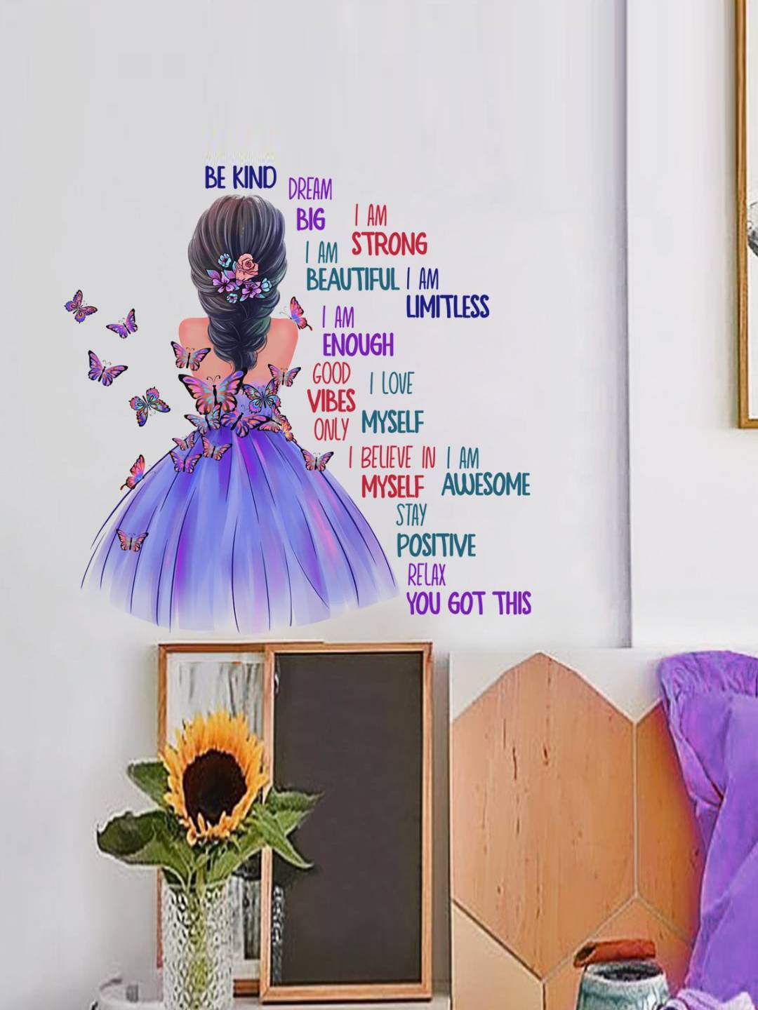 Jaamso Royals Blue & Pink Printed Self-Adhesive Wall Sticker