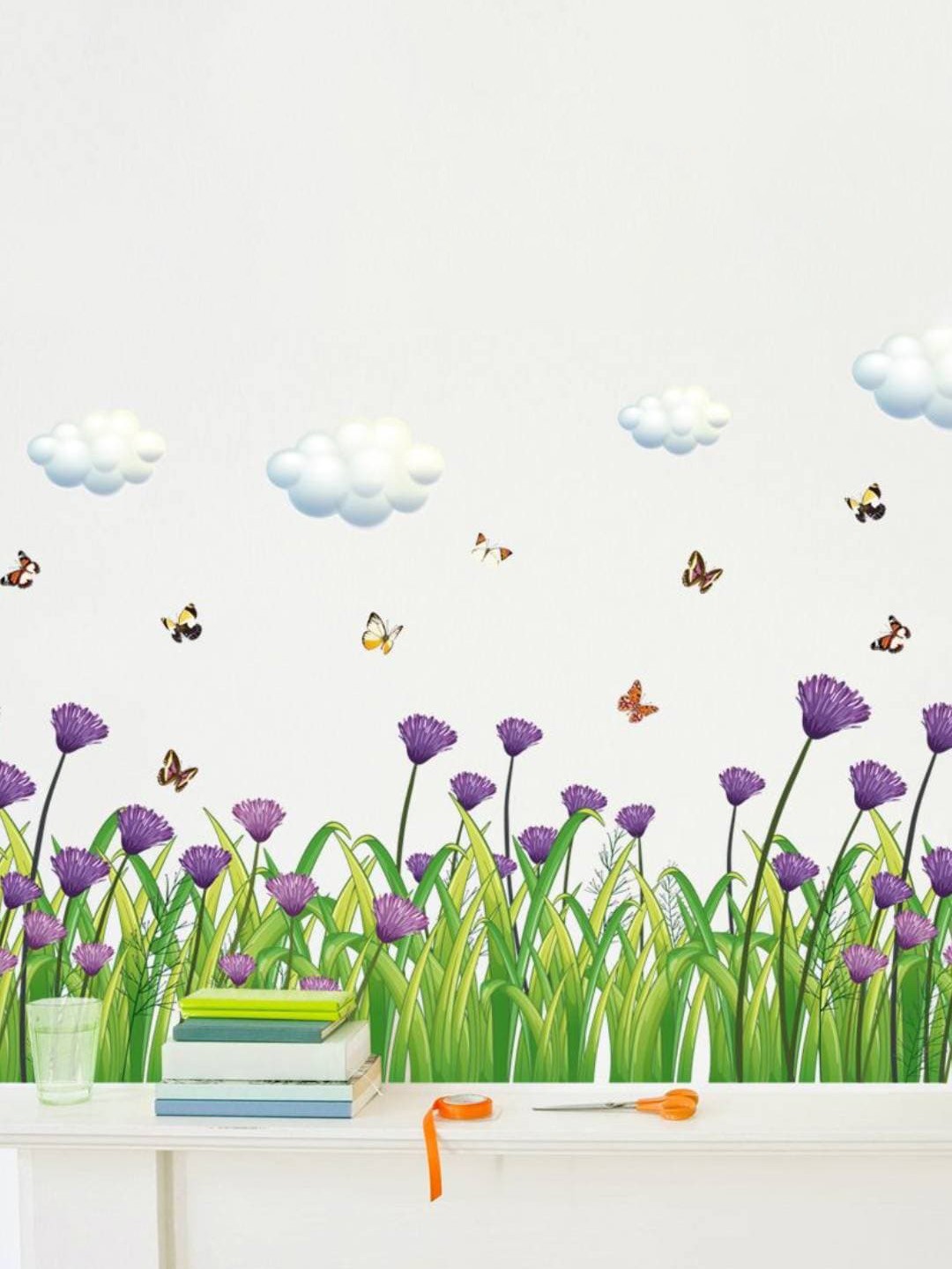 

Jaamso Royals Green & Purple Grass Flowers Printed Self-Adhesive Wall Sticker