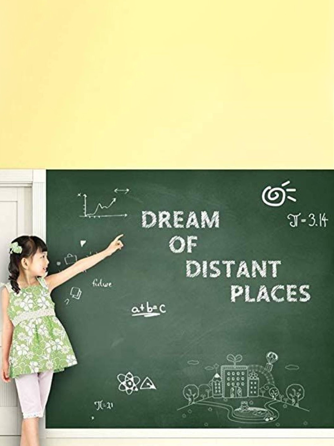 

Jaamso Royals Green Board Self Adhesive Waterproof Wall Stickers With 5 Free Chalks
