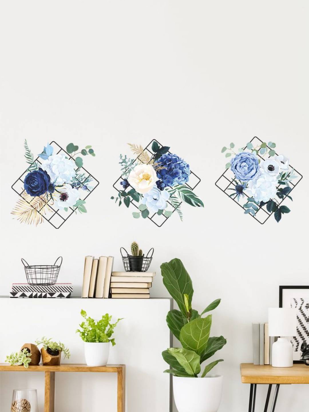 

Jaamso Royals Blue & White Flower Printed Self Adhesive Waterproof Wall Stickers