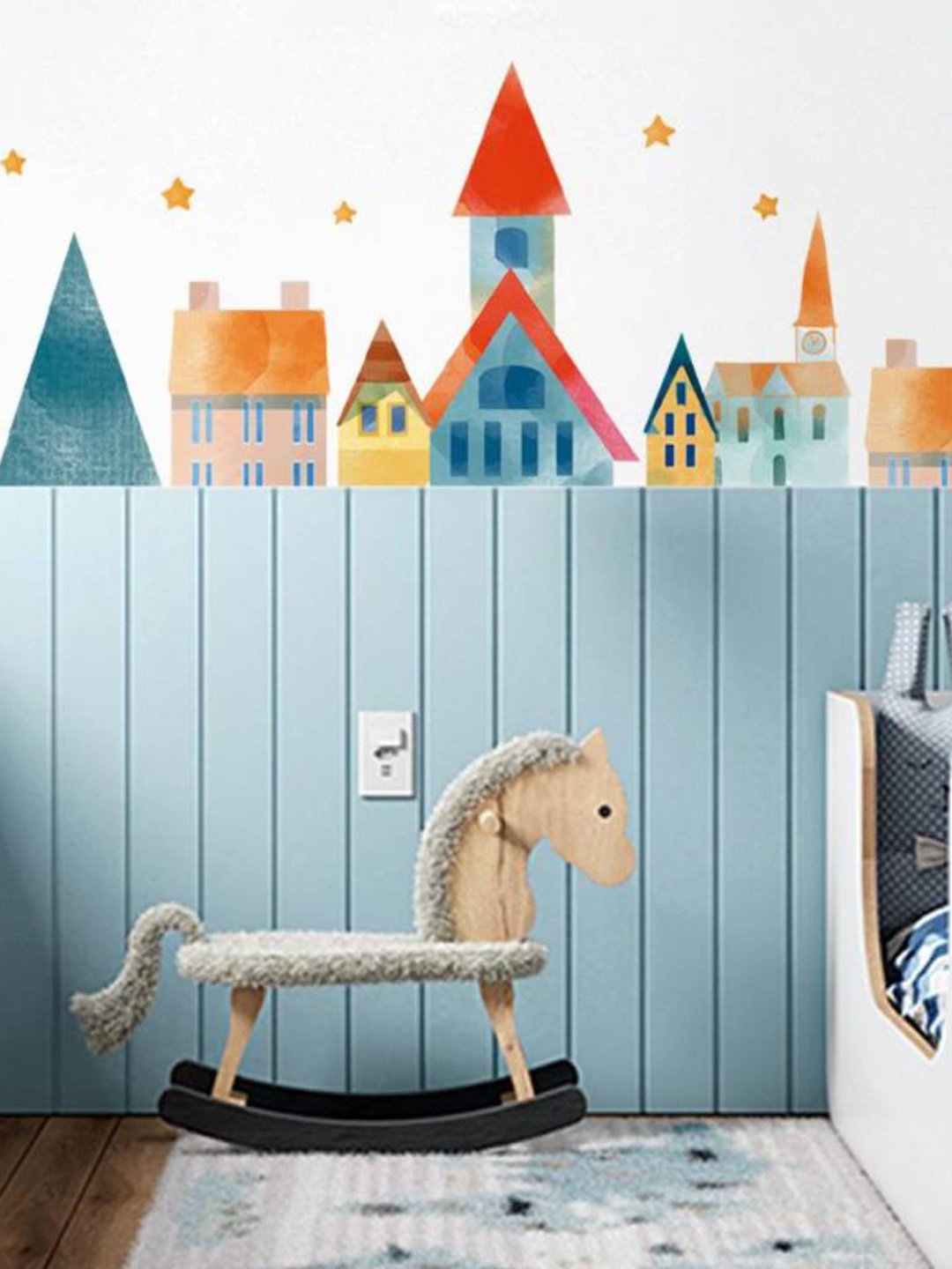 

Jaamso Royals Blue & Red Cartoon House Printed Self Adhesive Wall Sticker