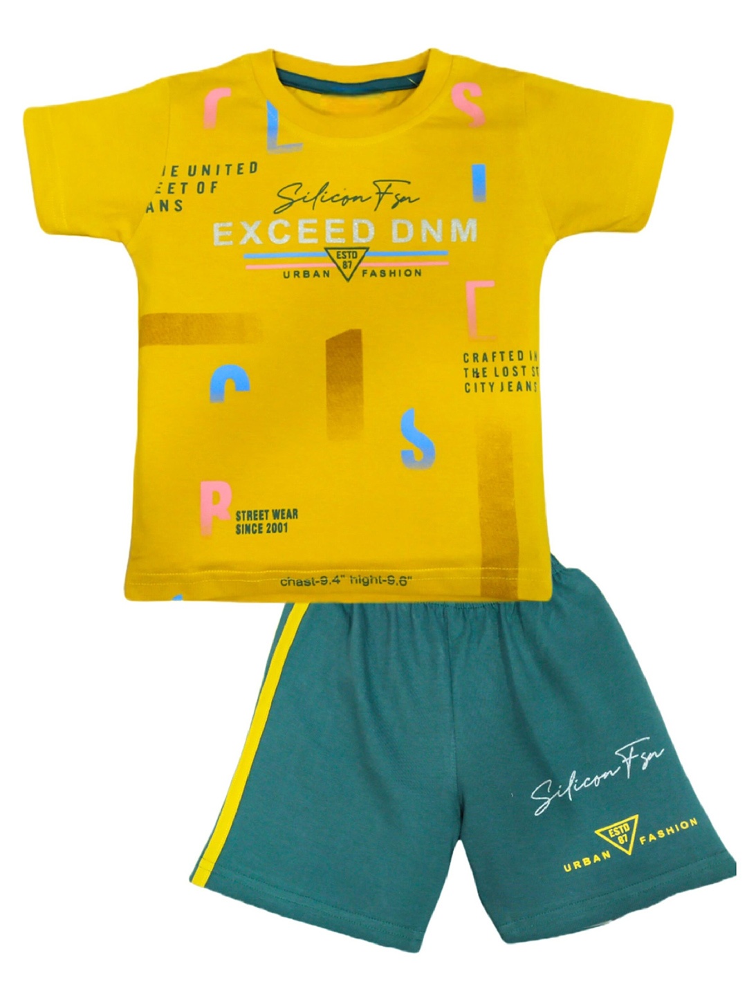 

BAESD Kids Printed Pure Cotton T-shirt With Shorts, Mustard