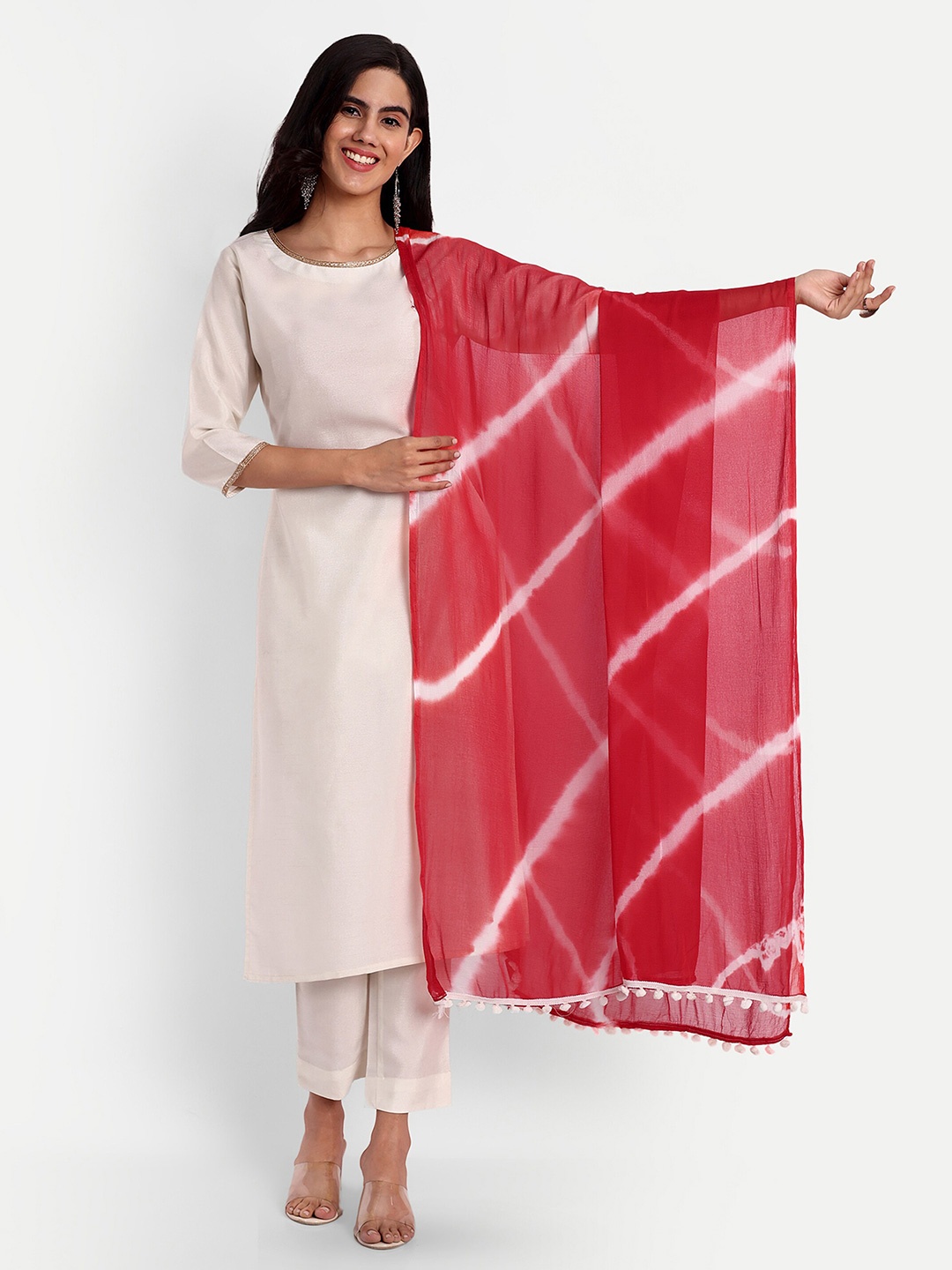 

CANIZZARO Leheriya Printed Dupatta, Red