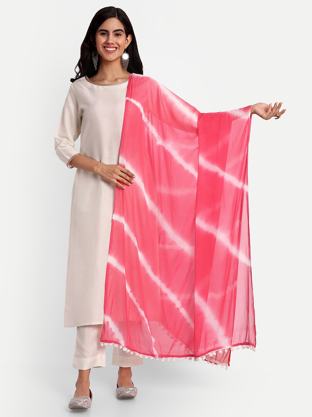 

CANIZZARO Leheriya Printed Dupatta, Peach