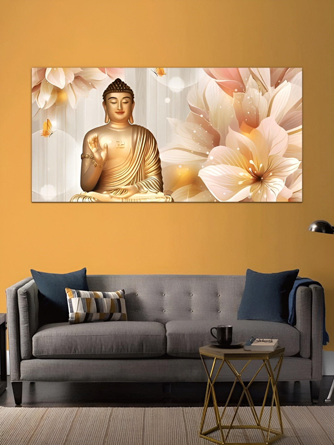 

MITHILA Handicrafts Load Buddha Paintings Wall Art, Off white