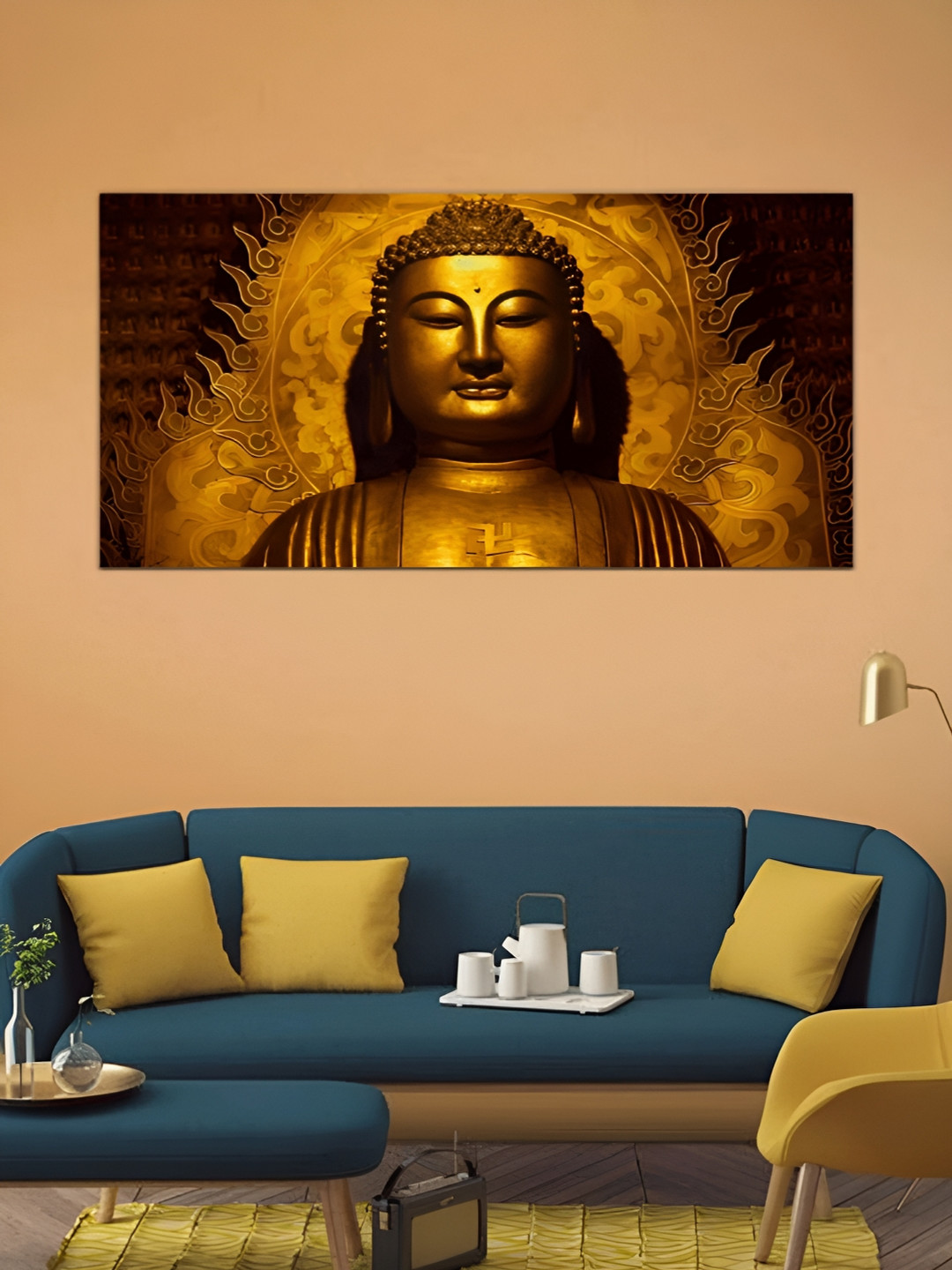 

MITHILA Handicrafts Load Buddha Paintings Wall Art, Gold