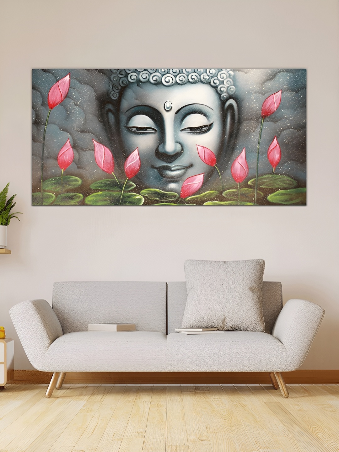

MITHILA Handicrafts Lord Buddha Paintings Wall Art, Magenta