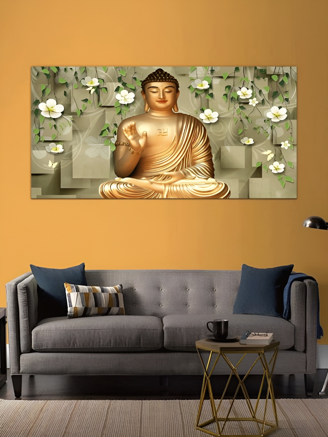 

MITHILA Handicrafts Lord Buddha Paintings Wall Art, Gold