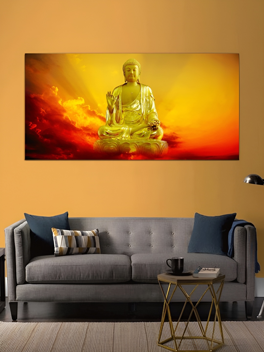 

MITHILA Handicrafts Canvas Lord Buddha Paintings Wall Art, Yellow
