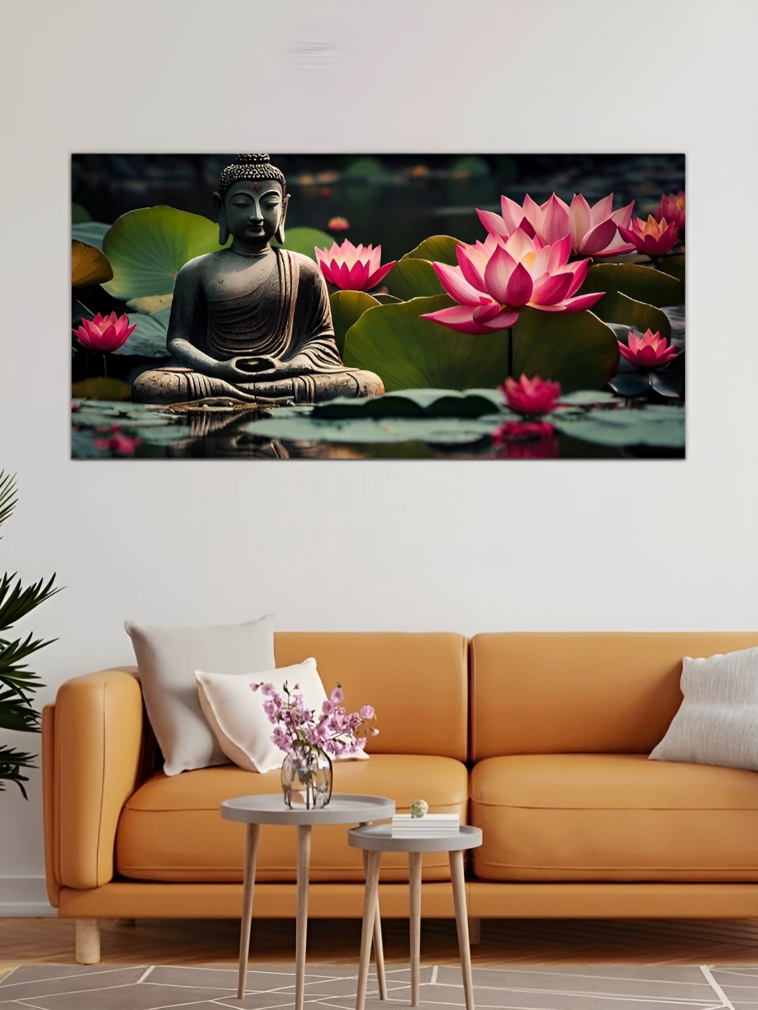 

MITHILA Handicrafts Buddha Canvas Paintings Wall Art, Pink