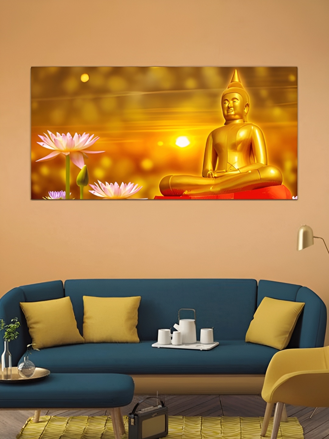 

MITHILA Handicrafts Lord buddha Canvas Paintings Wall Art, Yellow