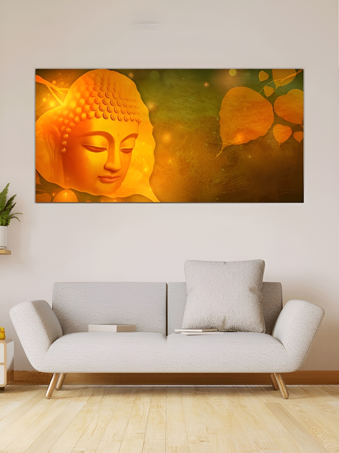 

MITHILA Handicrafts Lord Buddha Canvas Paintings Wall Art, Green