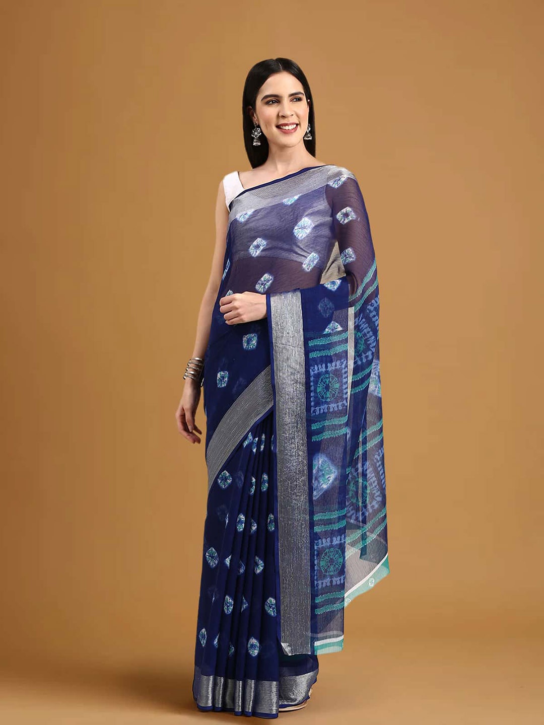 

Stylefables Bandhani Printed Saree, Blue