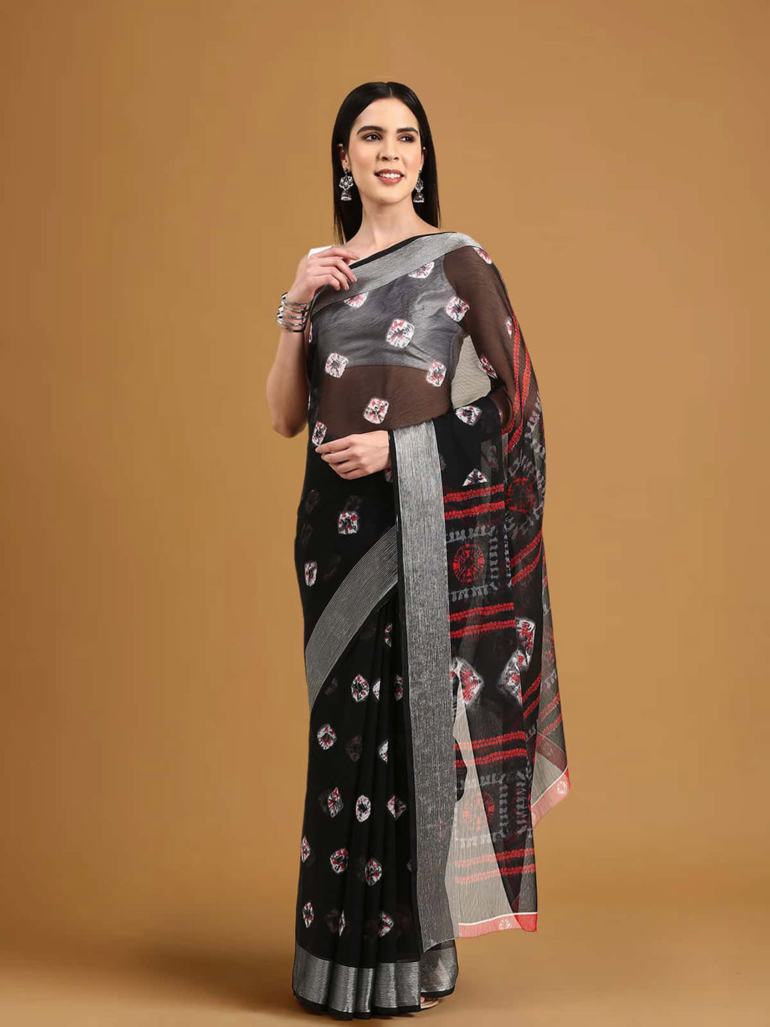 

Stylefables Tie and Dye Saree, Black