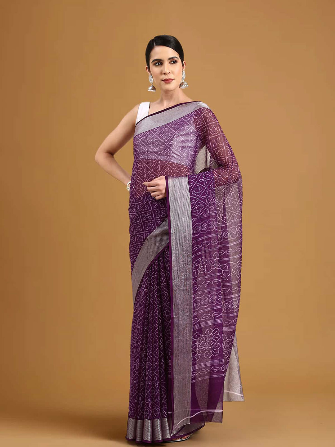 

Stylefables Bandhani Printed Poly Chiffon Saree, Blue