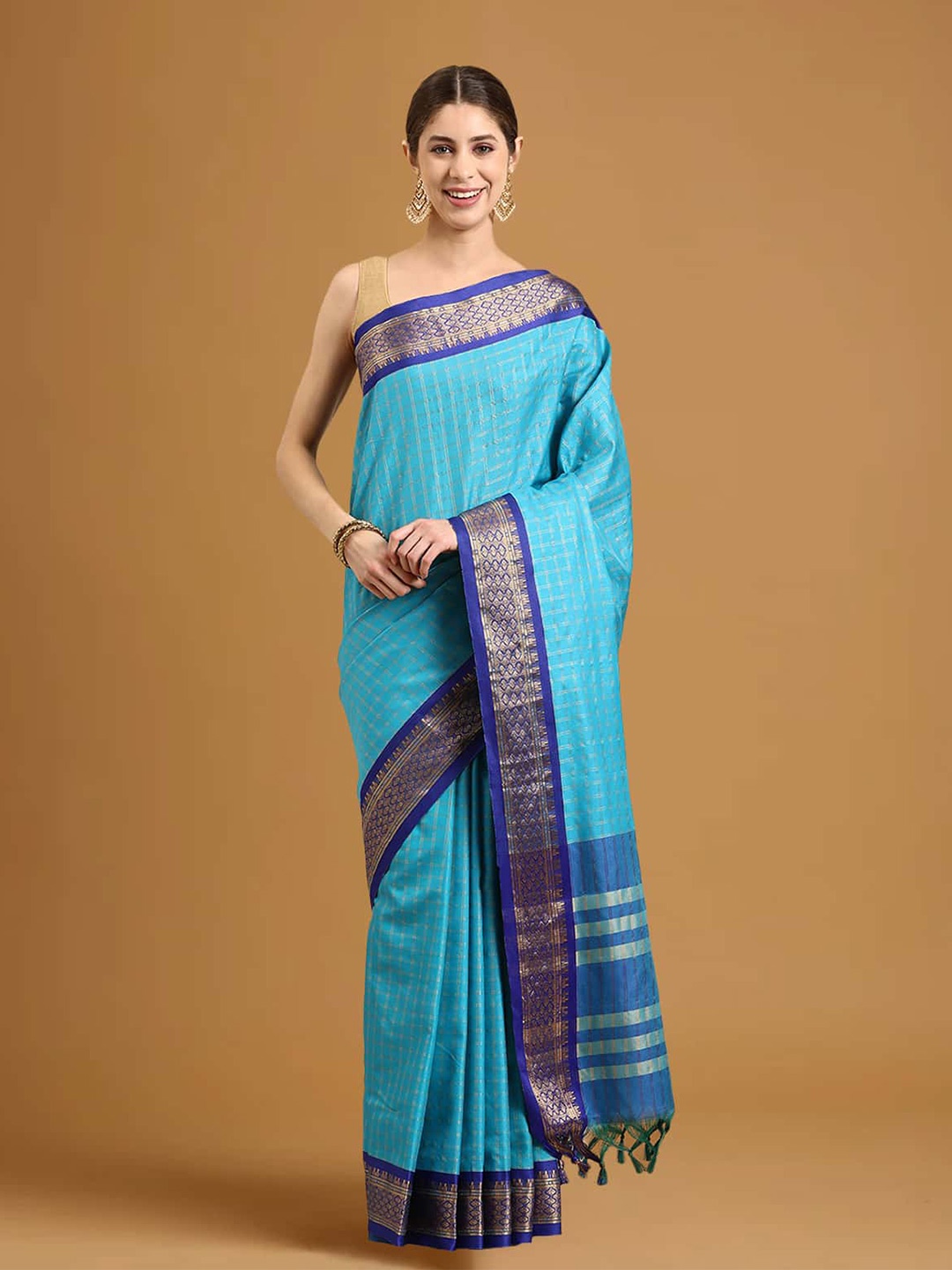 

Stylefables Silk Blend Saree, Blue