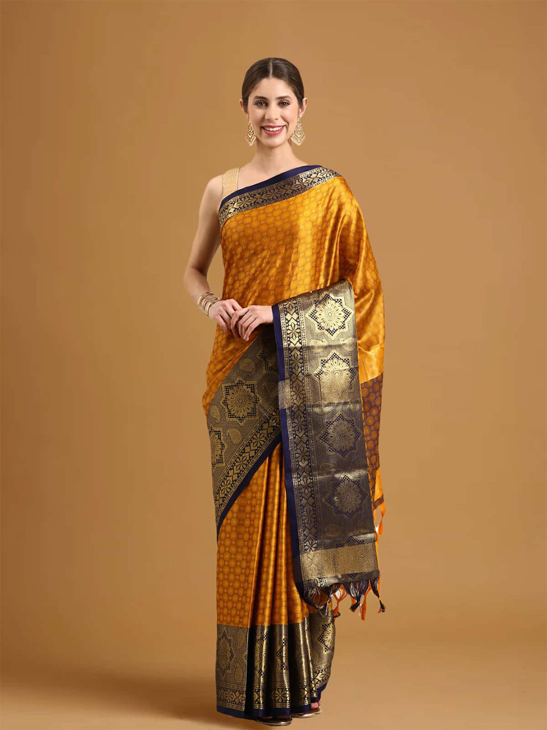 

Stylefables Ethnic Motifs Woven Design Zari Saree, Brown