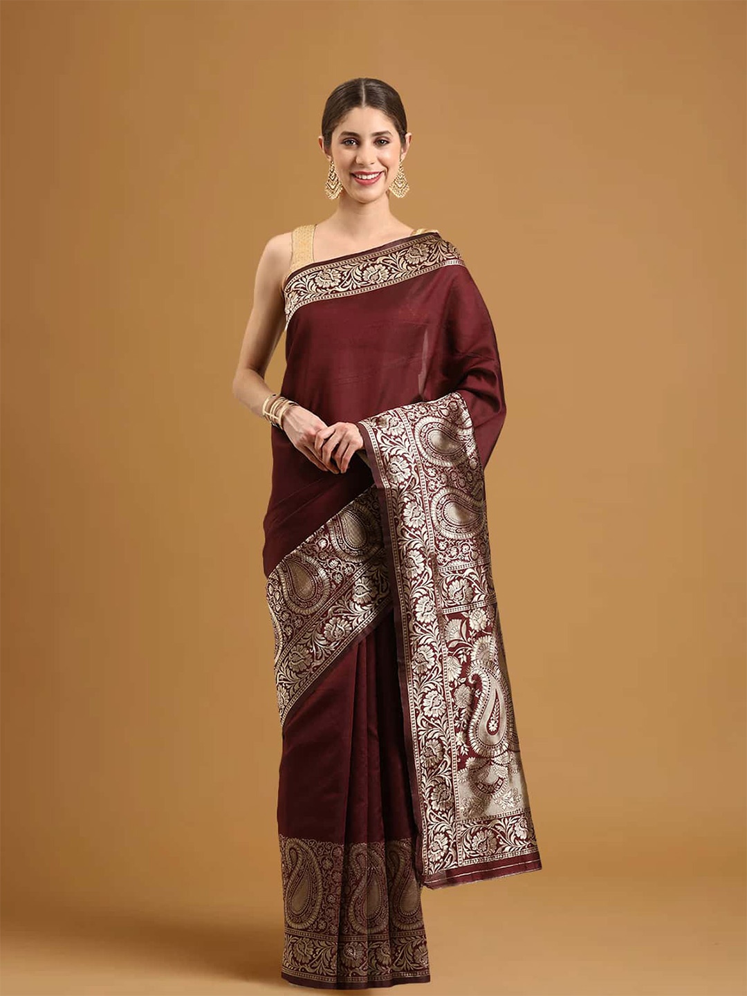 

Stylefables Woven Design Zari Saree, Maroon