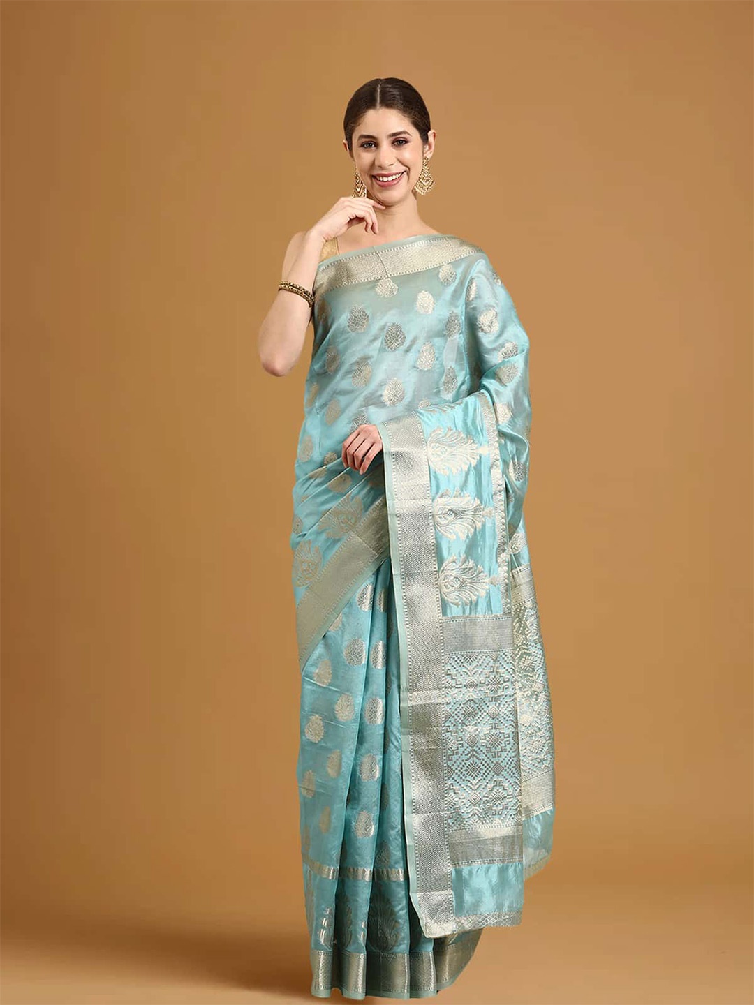 

Stylefables Ethnic Motifs Woven Design Zari Saree, Blue