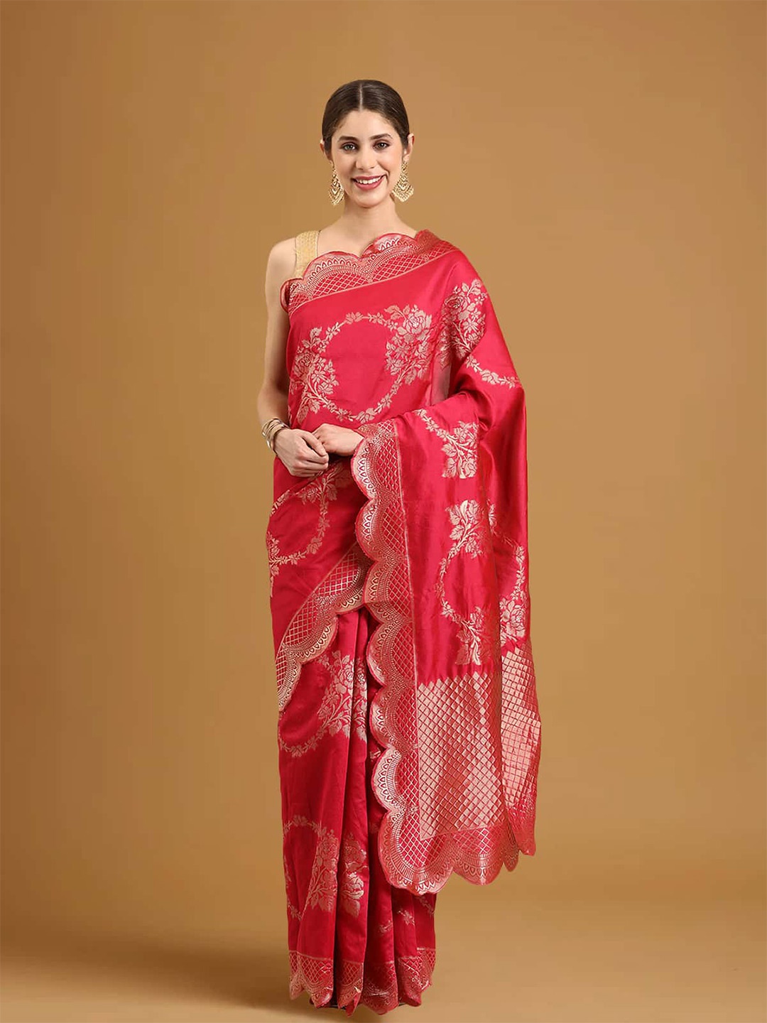 

Stylefables Ethnic Motifs Woven Design Saree, Pink