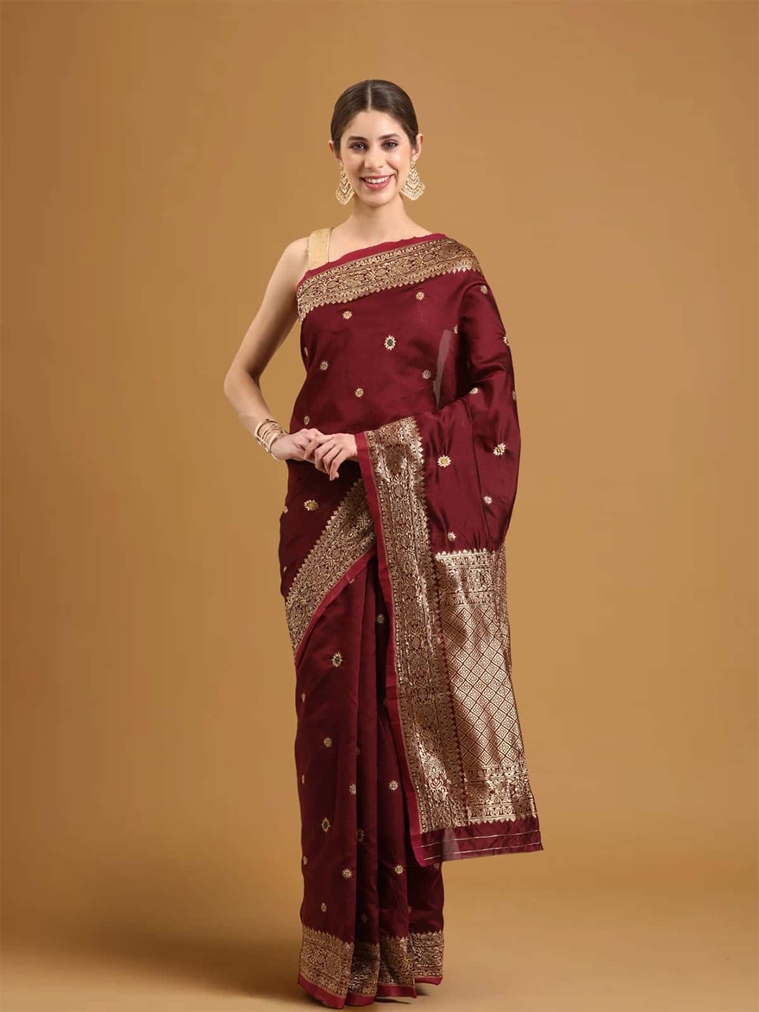 

Stylefables Ethnic Motifs Woven Design Zari Saree, Maroon