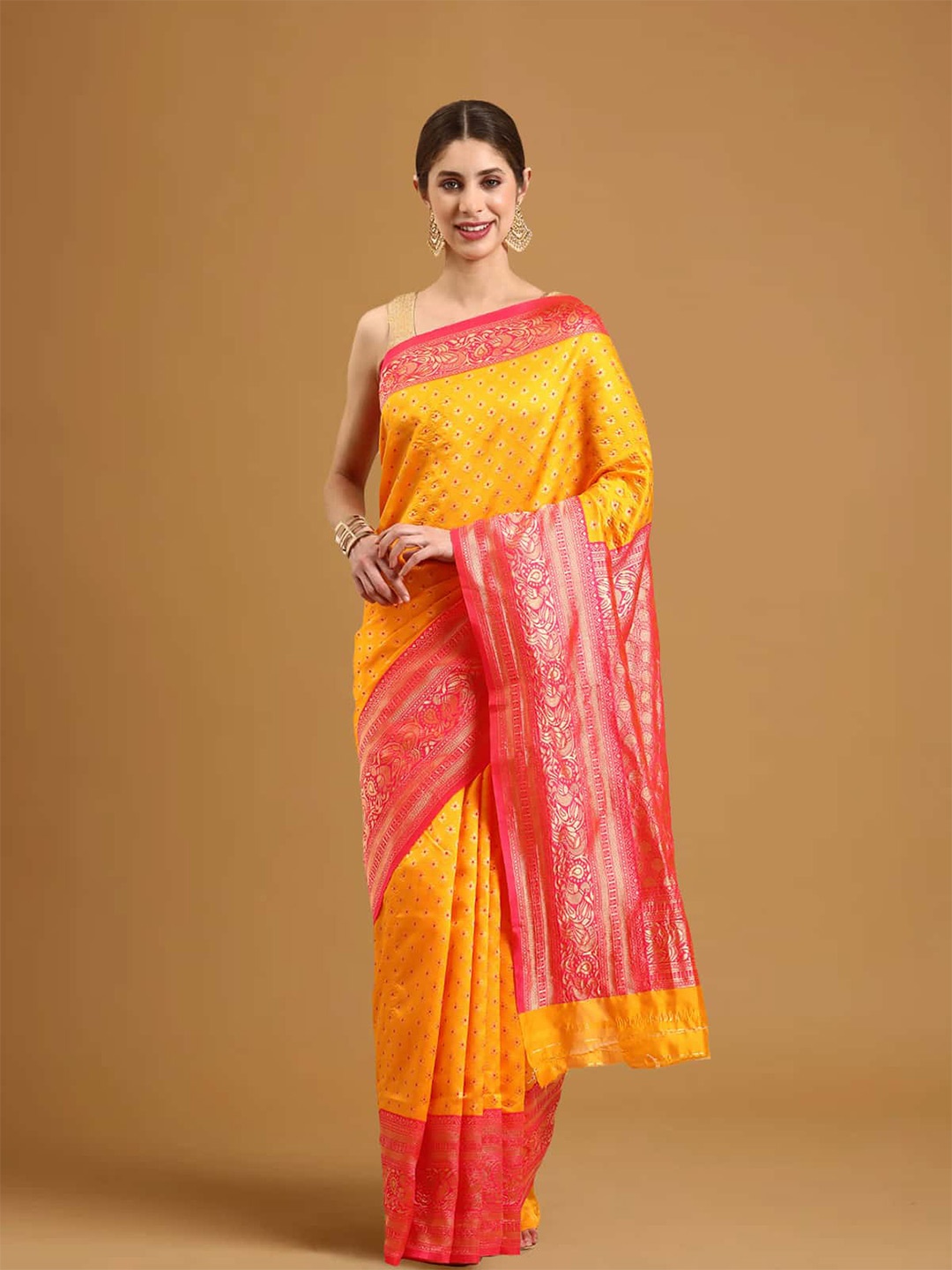 

Stylefables Ethnic Motif Woven Design Kanjeevaram Saree, Yellow