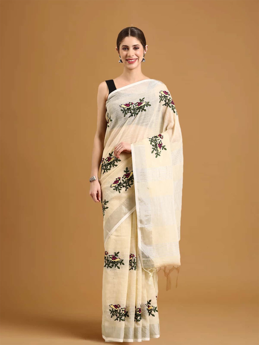 

Stylefables Ethnic Motifs Embroidered Saree, White