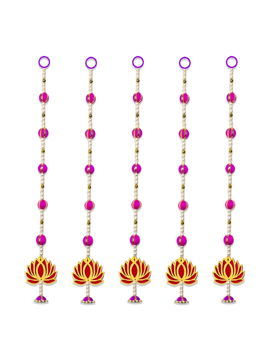 

iHandikart Pink & Red 5 Pieces Decorative Hangings Wall Decor