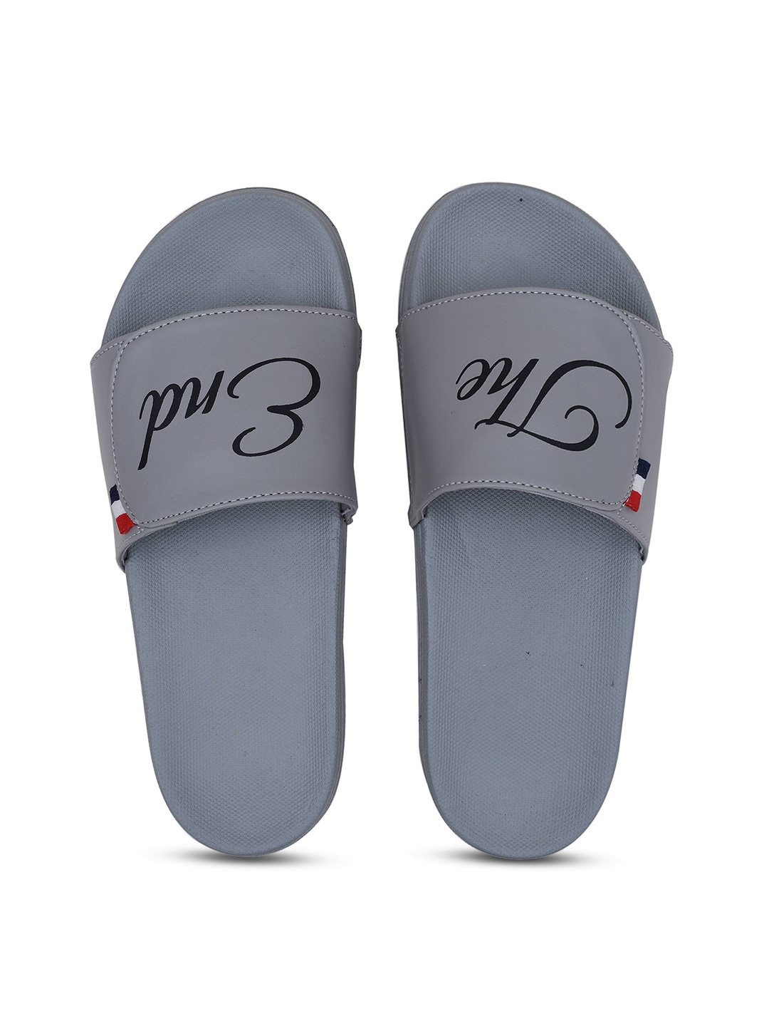 

CLOSHO Men Printed Sliders With Velcro Closure, Grey