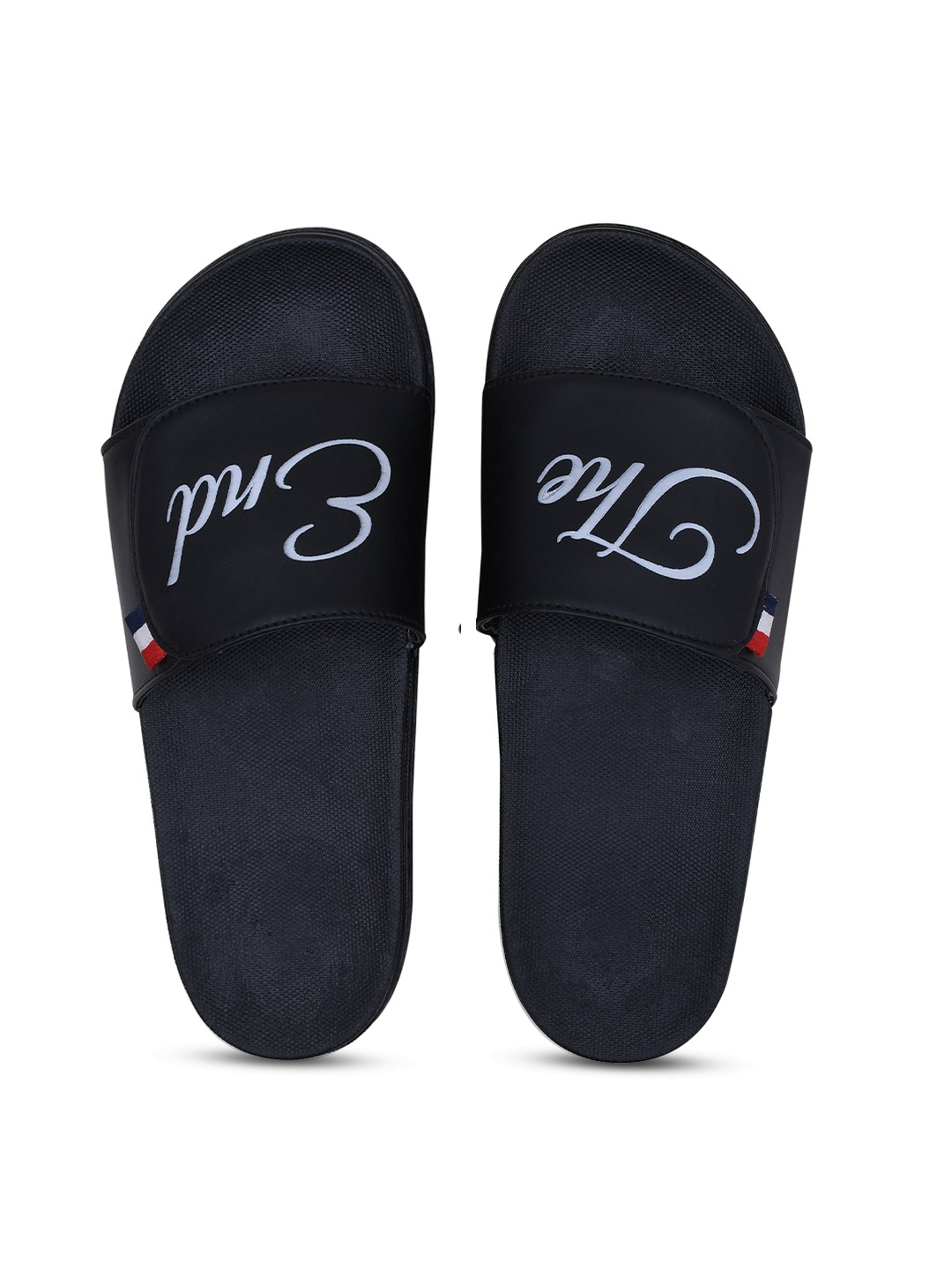 

CLOSHO Men Printed Sliders With Velcro Closure, Black