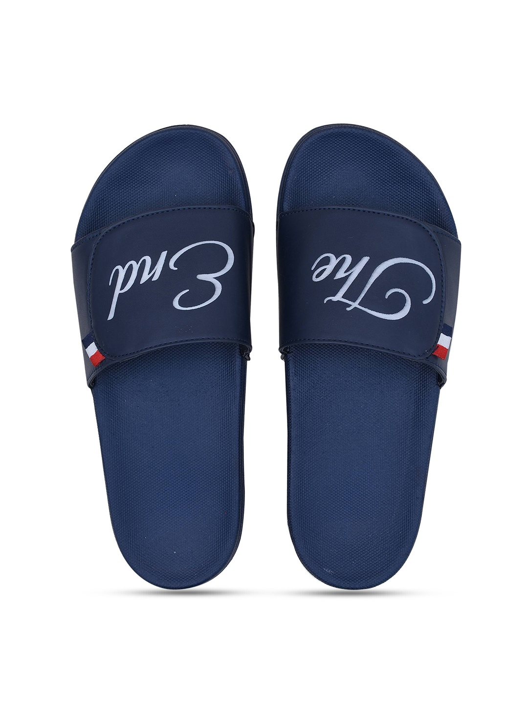 

CLOSHO Men Printed Sliders With Velcro Closure, Navy blue