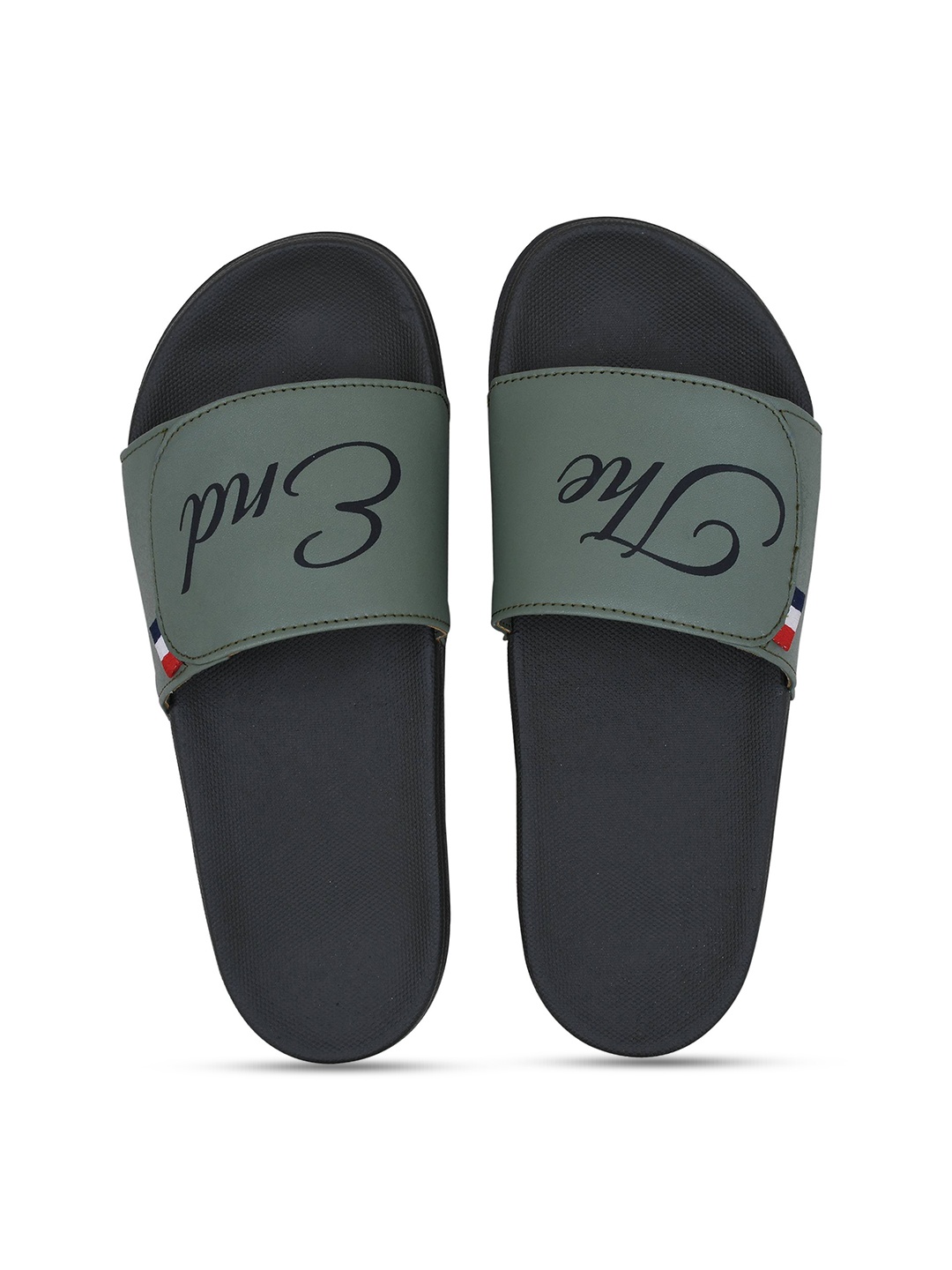 

CLOSHO Men Printed Sliders With Velcro Closure, Green